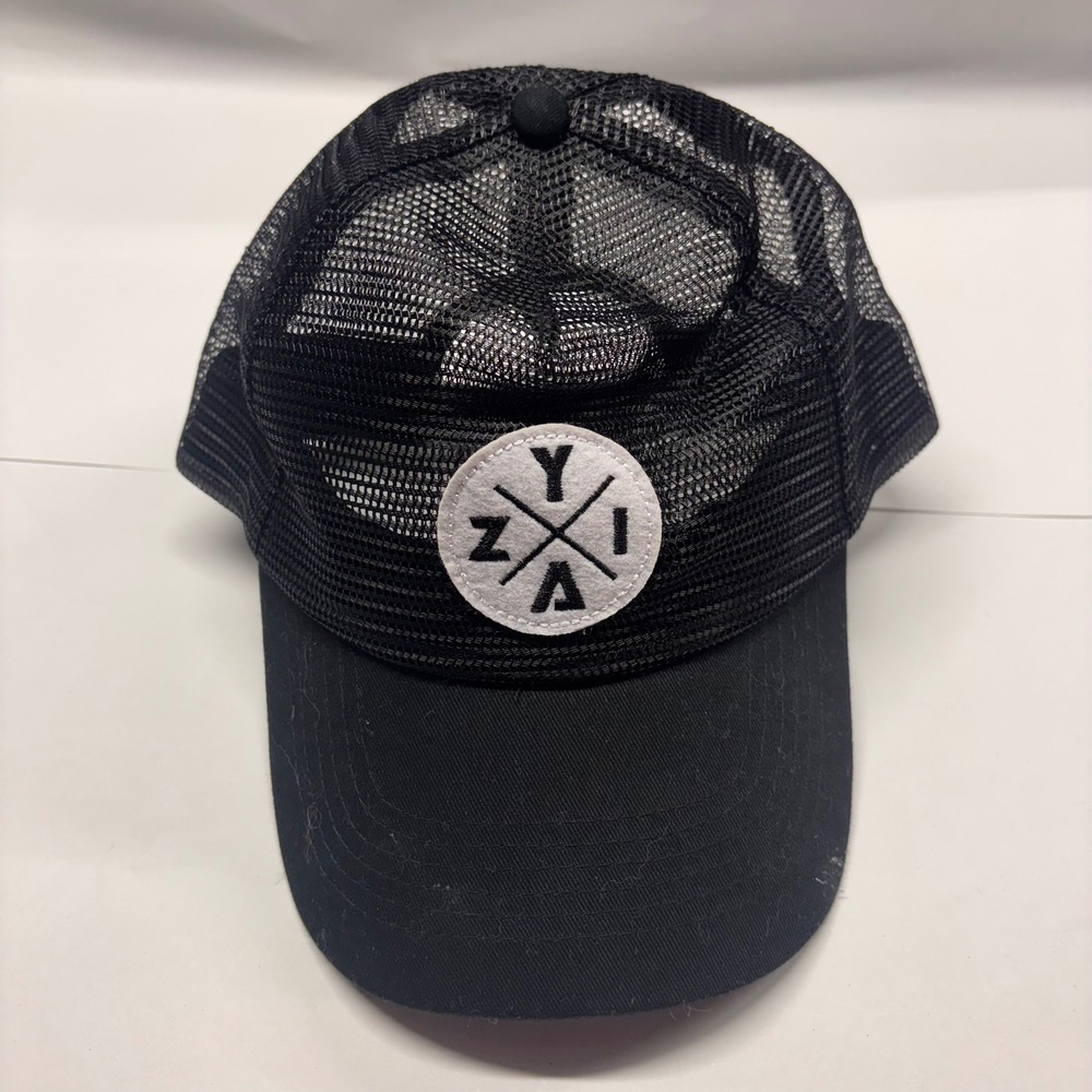 Zyia Active Trucker Hat Black Mesh Snapback Unisex Logo Patch Baseball Cap OS
